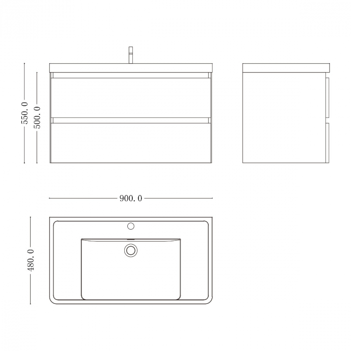 Set mobilier baie Lucca cu lavoar compozit, MDF, 60 sau 90 cm, alb sau negru, cu sau fara oglinda LED, Soft Close, suspendat [12]