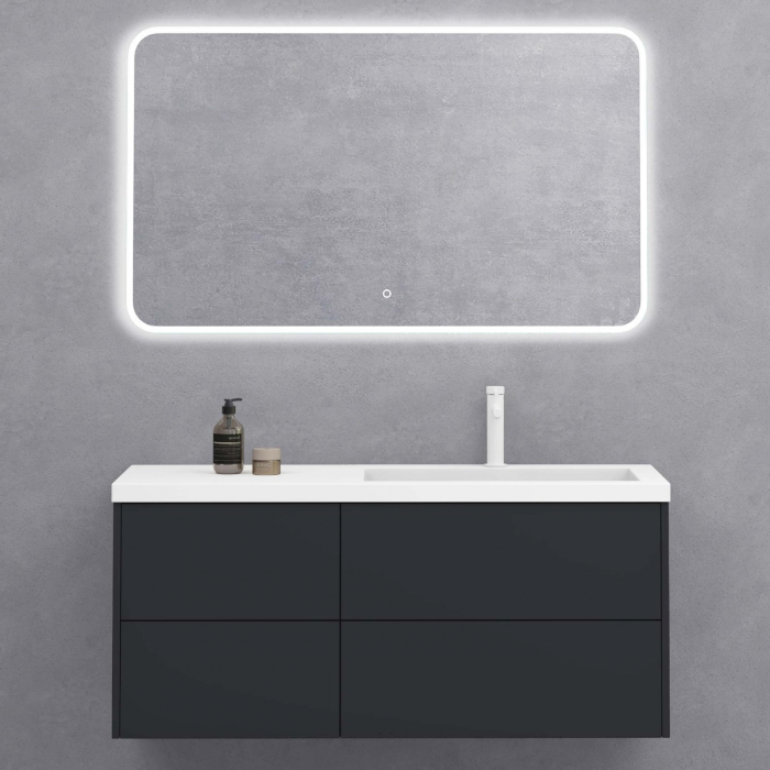 Set mobilier baie Moment cu lavoar compozit, 120 cm, gri sau vulcan, Soft Close, suspendat [1]
