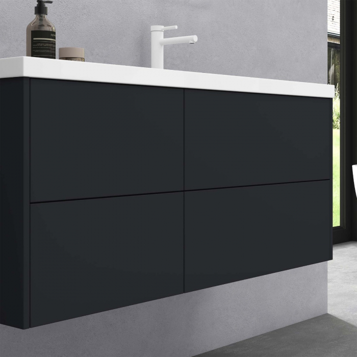 Set mobilier baie Moment cu lavoar compozit, 120 cm, gri sau vulcan, Soft Close, suspendat [3]