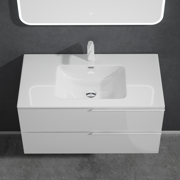 Set mobilier baie Paestum cu lavoar compozit, 60 sau 90 cm, stejar, antracit, maro, cu sau fara oglinda LED, Soft Close, suspendat [8]