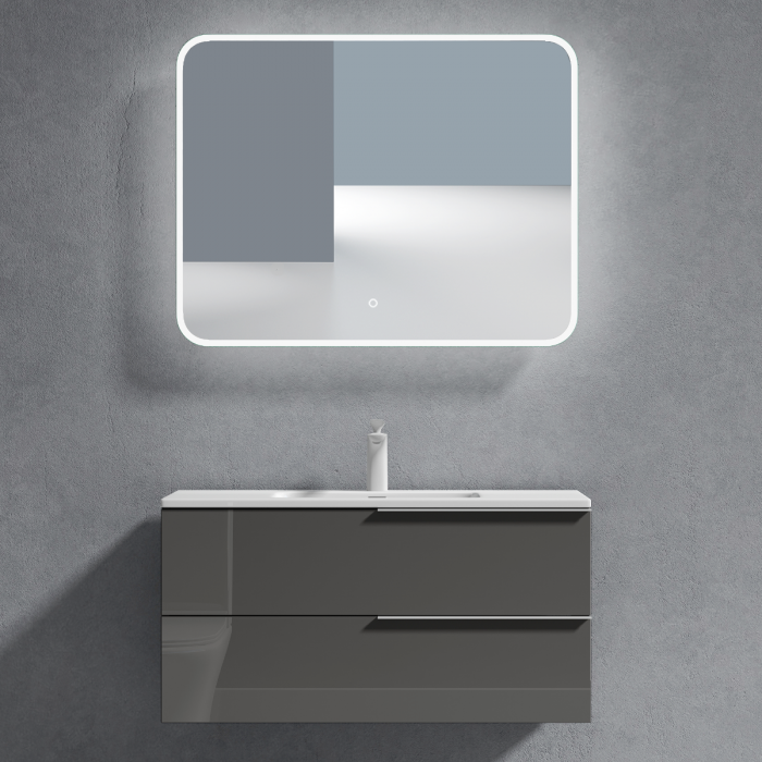 Set mobilier baie Paestum cu lavoar compozit, 60 sau 90 cm, stejar, antracit, maro, cu sau fara oglinda LED, Soft Close, suspendat [4]