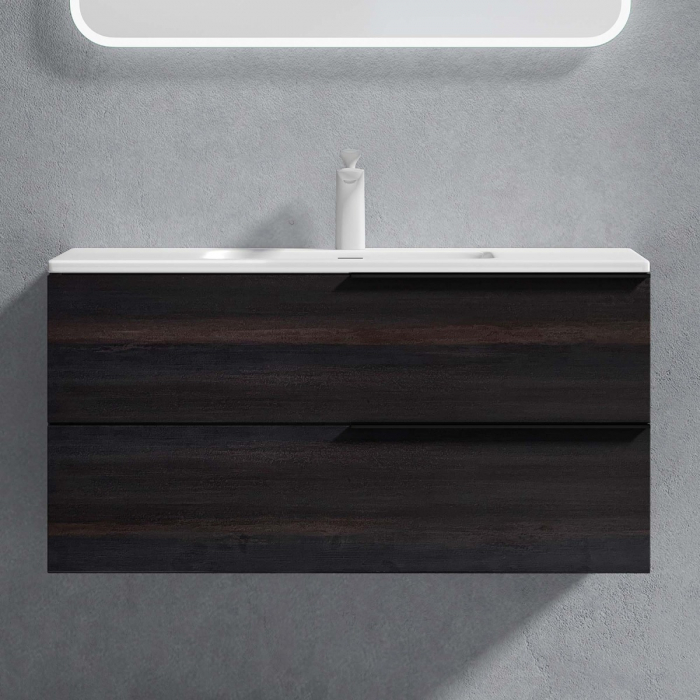 Set mobilier baie Paestum cu lavoar compozit, 60 sau 90 cm, stejar, antracit, maro, cu sau fara oglinda LED, Soft Close, suspendat [5]