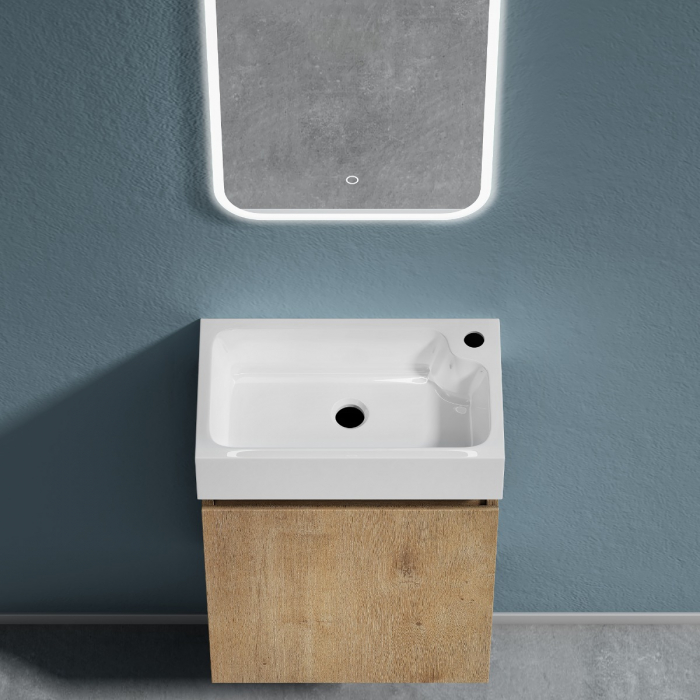 Set mobilier baie Pisa12 cu lavoar compozit alb, MDF, 46 cm, alb, maro, stejar, antracit, cu sau fara oglinda LED, Soft Close, suspendat [10]