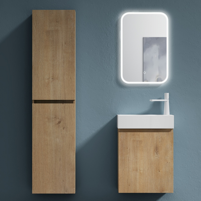 Set mobilier baie Pisa12 cu lavoar compozit alb, MDF, 46 cm, alb, maro, stejar, antracit, cu sau fara oglinda LED, Soft Close, suspendat [7]