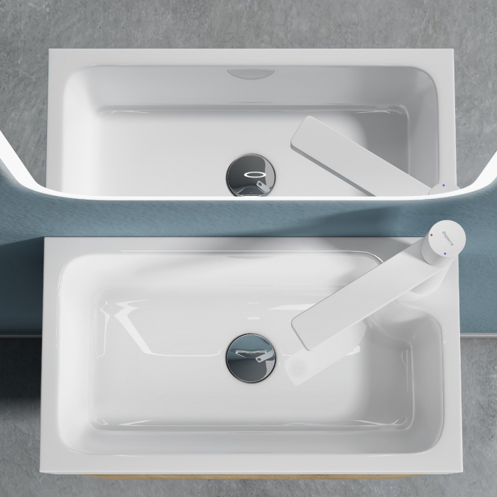 Set mobilier baie Pisa12 cu lavoar compozit alb, MDF, 46 cm, alb, maro, stejar, antracit, cu sau fara oglinda LED, Soft Close, suspendat [13]