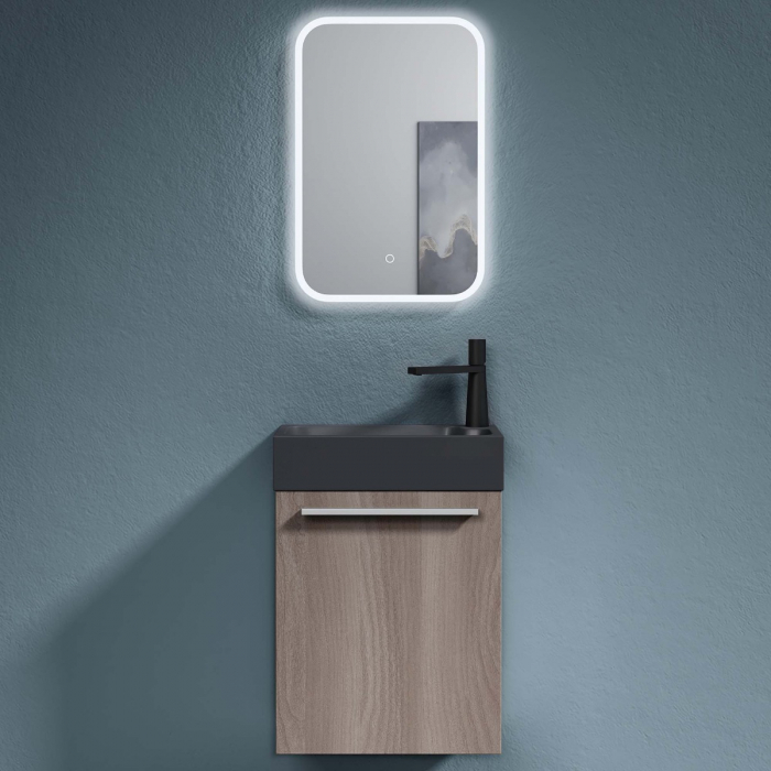 Set mobilier baie Pisa21 cu lavoar compozit antracit, MDF, 46 cm, diverse culori, Soft Close, suspendat [8]