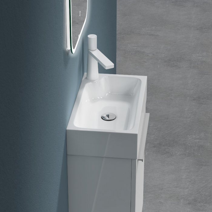 Set mobilier baie Pisa22 cu lavoar compozit alb, MDF, 46 cm, diverse culori, Soft Close, suspendat [12]