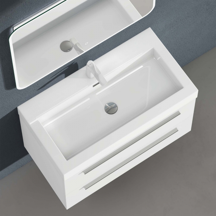 Set mobilier baie Quadratto01 cu lavoar compozit, MDF, 60 sau 90 cm, alb sau antracit, cu sau fara oglinda LED, Soft Close, suspendat [7]