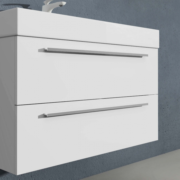 Set mobilier baie Quadratto01 cu lavoar compozit, MDF, 60 sau 90 cm, alb sau antracit, cu sau fara oglinda LED, Soft Close, suspendat [5]