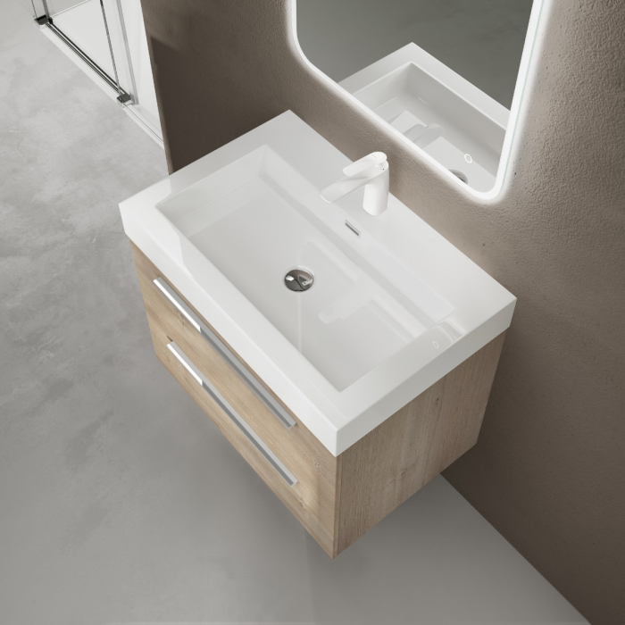 Set mobilier baie Quadratto02 cu lavoar compozit, MDF, 60 sau 90 cm, stejar, Soft Close, suspendat [9]