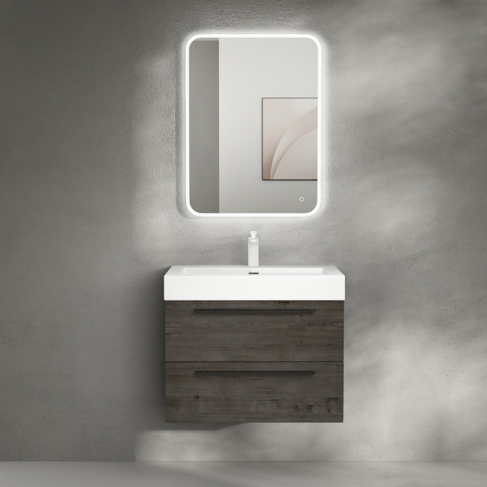 Set mobilier baie Quadratto02 cu lavoar compozit, MDF, 60 sau 90 cm, stejar, Soft Close, suspendat [5]