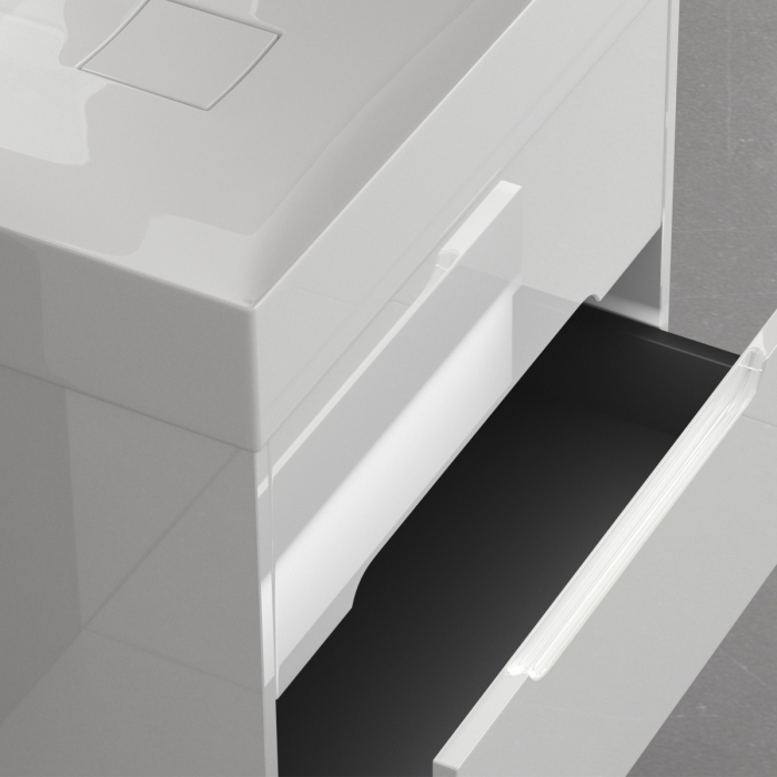 Set mobilier baie Yoga cu lavoar compozit, MDF, 60-80-100 cm, alb sau negru, cu sau fara oglinda, Soft Close, suspendat [7]