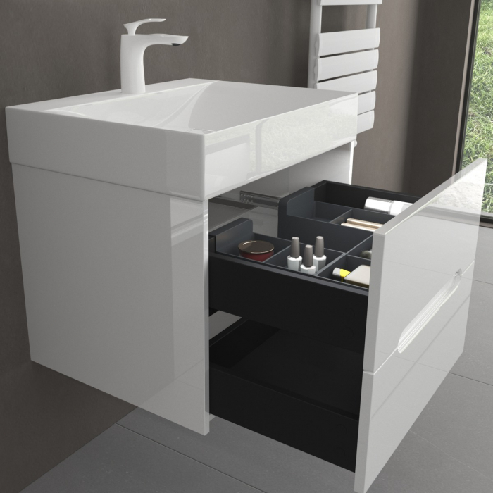 Set mobilier baie Yoga cu lavoar compozit, MDF, 60-80-100 cm, alb sau negru, cu sau fara oglinda, Soft Close, suspendat [8]