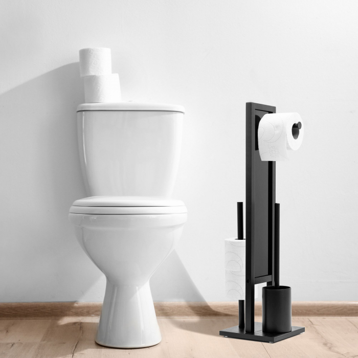 Suport pentru role de toaletă din bambus Black 321502 [8]