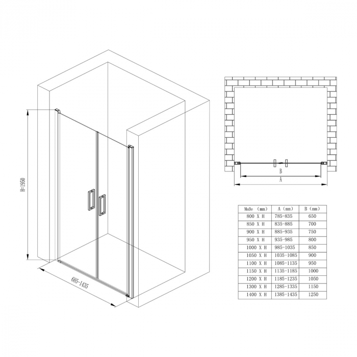 Usa dus Astra 24MS, 80-140 cm, crom, batanta, sticla securizata 6 mm sablata partial [9]