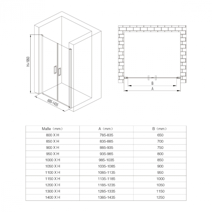 Usa dus Astra T24VS, 80-140 cm, crom, batanta, sticla securizata 6 mm sablata [11]