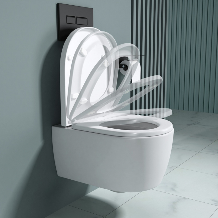 Vas WC Astra-106 suspendabil, Rimless, Softclose, alb [2]