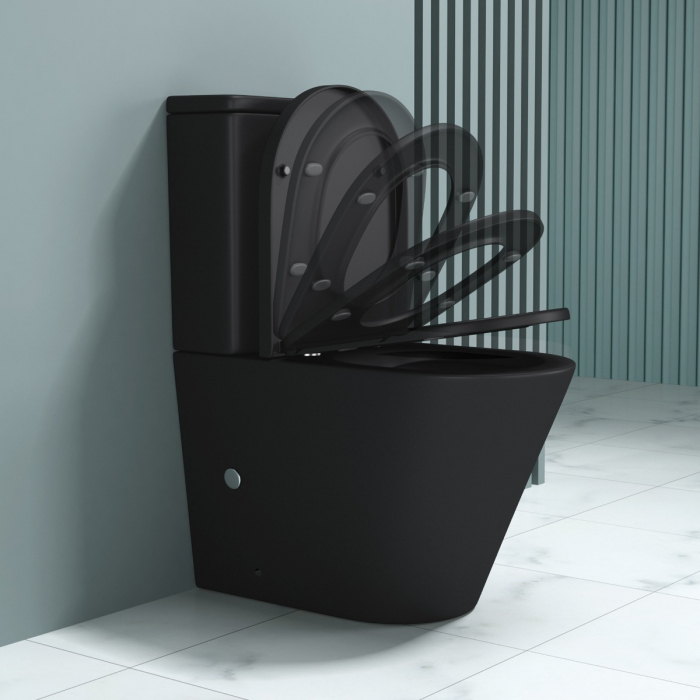 Vas WC Astra-108TN Negru, Rimless, cu rezervor, montaj pe podea, SoftClose [3]