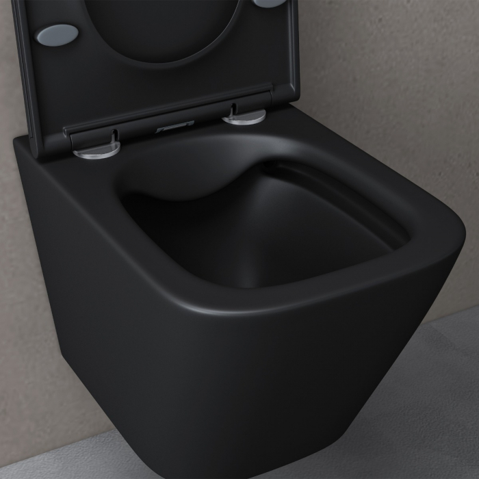 Vas WC Astra-112 suspendabil, Rimless, Softclose, negru mat [5]