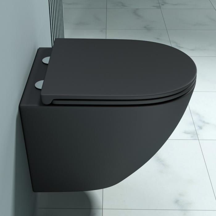 Vas WC Astra-179N suspendabil, Rimless, Softclose, negru [3]