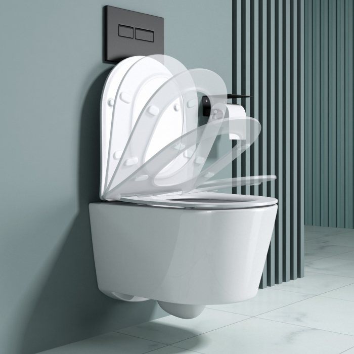 Vas WC Astra-306 suspendabil, Rimless, Softclose, alb [2]