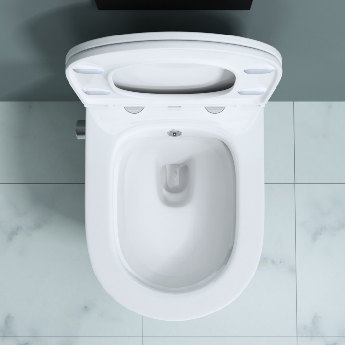 Vas WC Astra-601 cu functie bideu suspendabil, Rimless, scaun detașabil cu Softclose, alb [5]