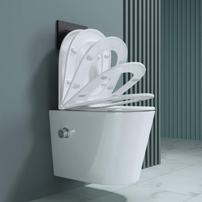 Vas WC Astra-601 cu functie bideu suspendabil, Rimless, scaun detașabil cu Softclose, alb [4]