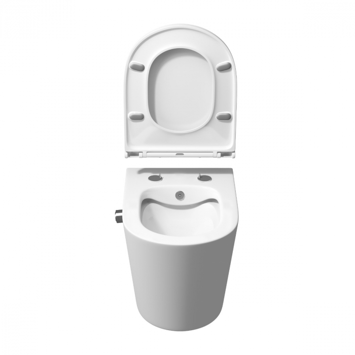 Vas WC Astra-601 cu functie bideu suspendabil, Rimless, scaun detașabil cu Softclose, alb [7]