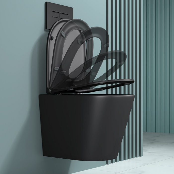 Vas WC Astra-A108 suspendabil, Rimless, Softclose, negru [6]