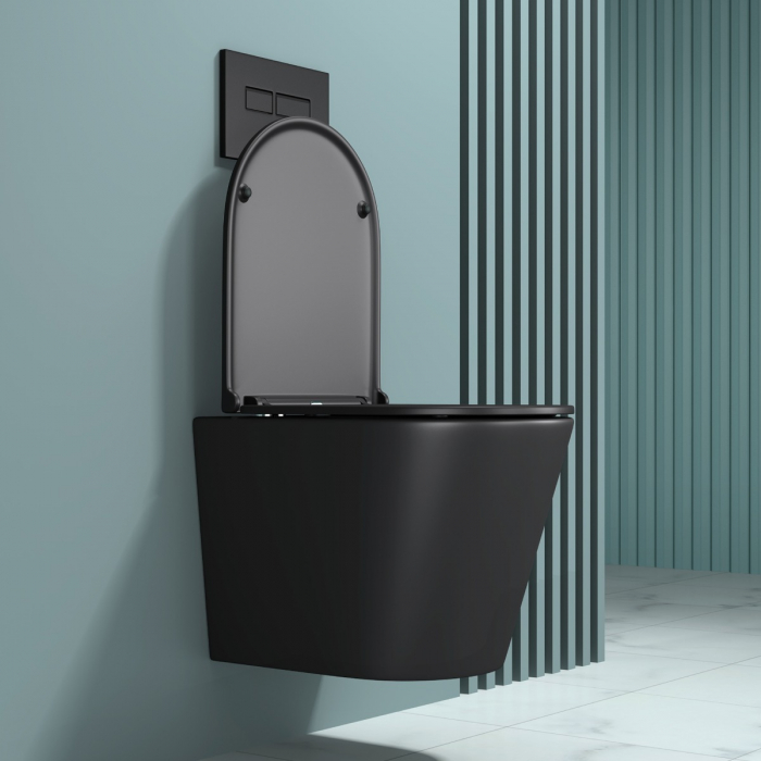 Vas WC Astra-A108 suspendabil, Rimless, Softclose, negru [3]