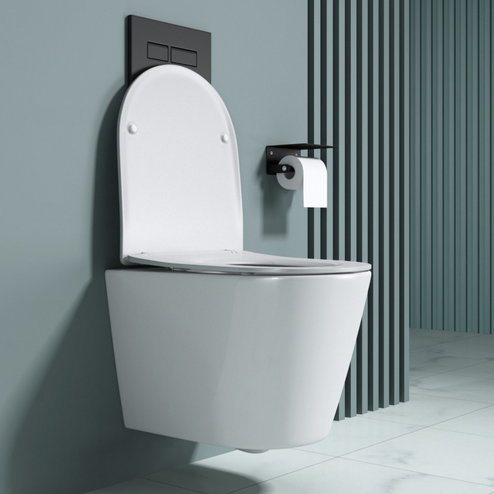 Vas WC Astra-A108short suspendabil, Rimless, Softclose, alb [4]