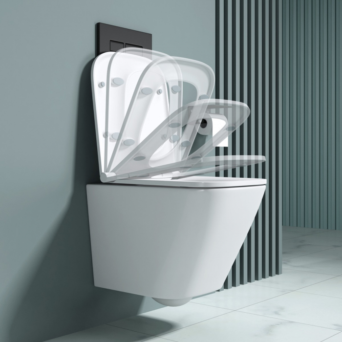 Vas WC Astra-A112 suspendabil, Rimless, Softclose, alb [4]