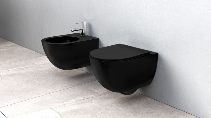 Vas WC Carlo Mini Rimless Flat negru MAT [2]