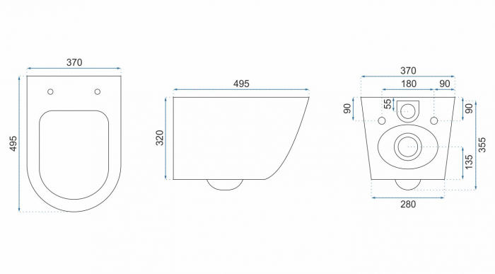 Vas WC Carlo Mini Rimless Flat negru MAT [3]