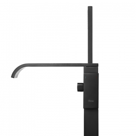 Baterie cada Freestanding Carat Negru, montaj pe podea freestanding, alama, negru [4]