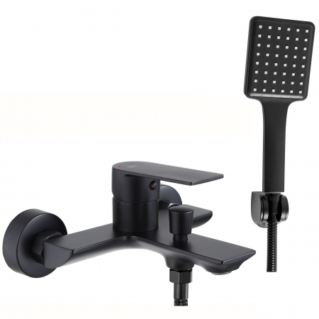 Baterii Cadă - Baterie cada Urban Black, montaj pe perete, alama, negru, perlator aer