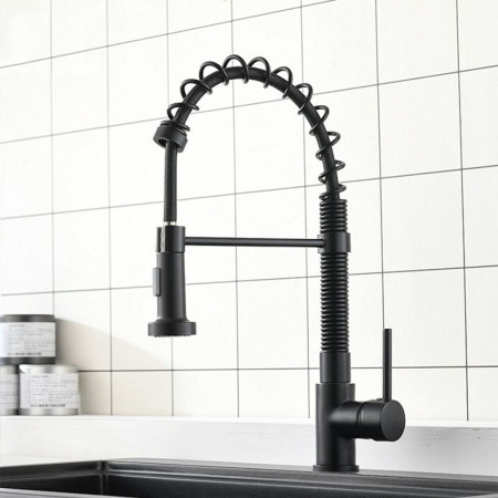 Baterie de bucătărie Spring negru black Dus flexibil [6]