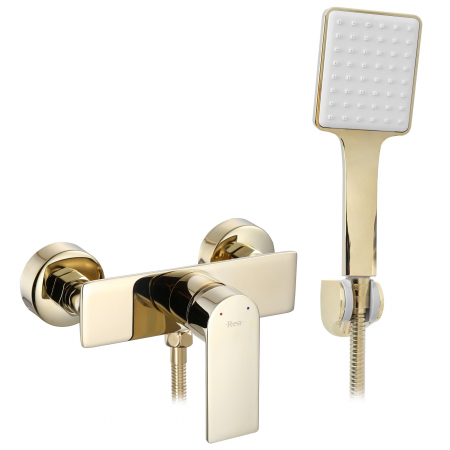 Baterii Duș - Baterie dus si cada Urban Gold, montaj pe perete, alama, auriu