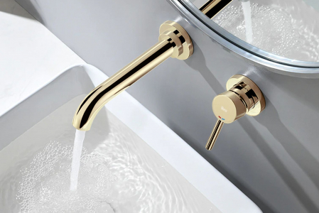 Baterie incastrata Lungo Gold Auriu + Box, montaj pe perete sau incastrat, alama, auriu, perlator aer [8]