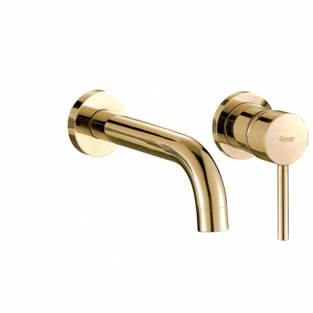 Baterii Lavoar - Baterie incastrata Lungo Gold Auriu + Box, montaj pe perete sau incastrat, alama, auriu, perlator aer