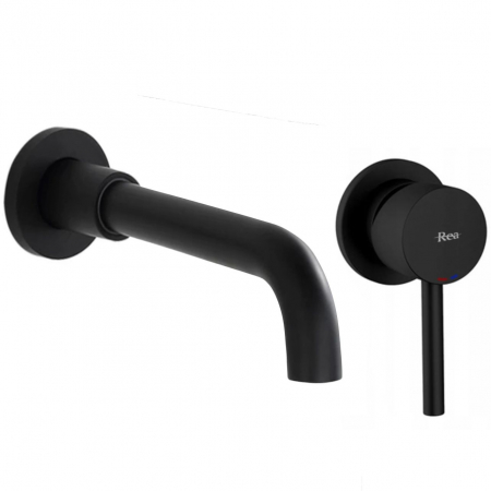 Baterii Lavoar - Baterie incastrata Lungo Long Black Mat + Box, montaj incastrat, alama, negru, perlator aer