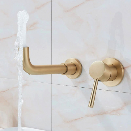 Baterie incastrata Lungo Long Gold Brush + Box, montaj pe perete sau incastrat, alama, auriu, perlator aer [6]