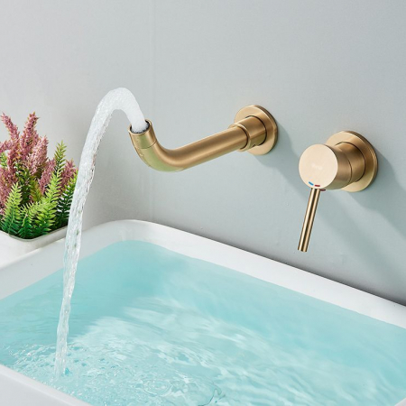 Baterie incastrata Lungo Long Gold Brush + Box, montaj pe perete sau incastrat, alama, auriu, perlator aer [5]