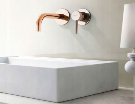 Baterie incastrata Lungo Rose Gold Roz Auriu + Box, montaj pe perete sau incastrat, alama, auriu rose, perlator aer [3]