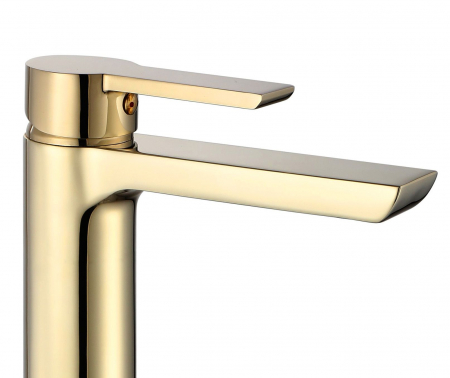 Baterie lavoar Argus Gold High, montaj pe blat sau lavoar, alama, auriu, perlator aer [1]