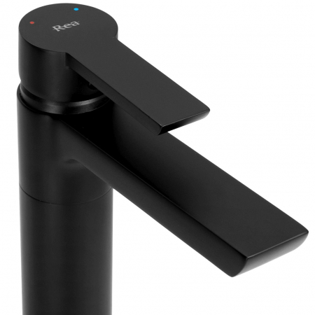 Baterie lavoar Argus Negru Black Low, montaj pe blat sau lavoar, alama, negru, perlator aer [3]