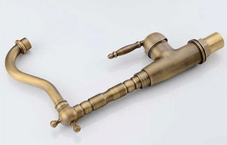 Baterie lavoar Bona Old Gold inalta, montaj pe blat sau lavoar, alama, auriu, perlator aer [6]