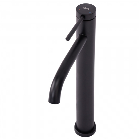 Baterie lavoar Clif Black Mat High, montaj pe blat sau lavoar, alama, negru, perlator aer [2]