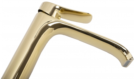 Baterie lavoar Dart Gold Negru Low, montaj pe blat sau lavoar, alama, auriu, perlator aer [3]