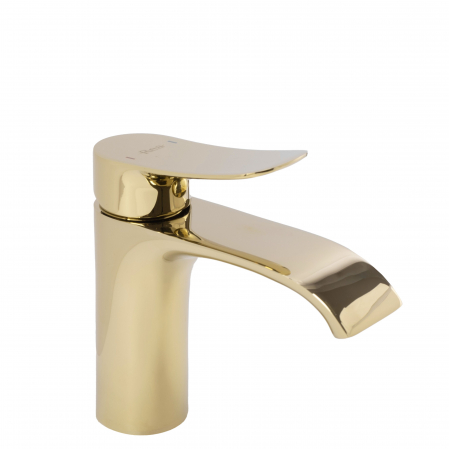 Baterii baie - Baterie lavoar Dart Gold Negru Low, montaj pe blat sau lavoar, alama, auriu, perlator aer